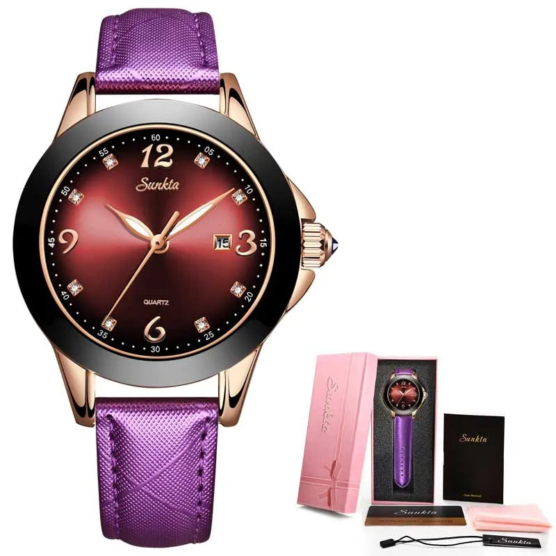 Women Watches Ladies Ceramic Rhinestone Sport Quartz Watch