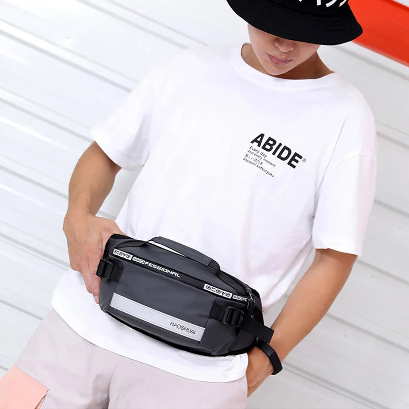 Waterproof Nylon Men Waist Bag Belt Bags Casual Travel Crossbody Chest Bags