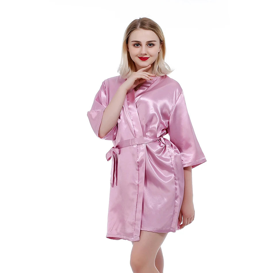 Sexy Large Size Sexy Satin Night Robe Lace Bathrobe Wedding Bride Robes