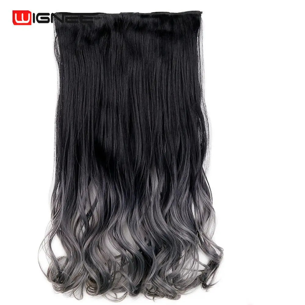 One Piece Synthetic Hair Extension Long Wave Glueless fiber Half Wig