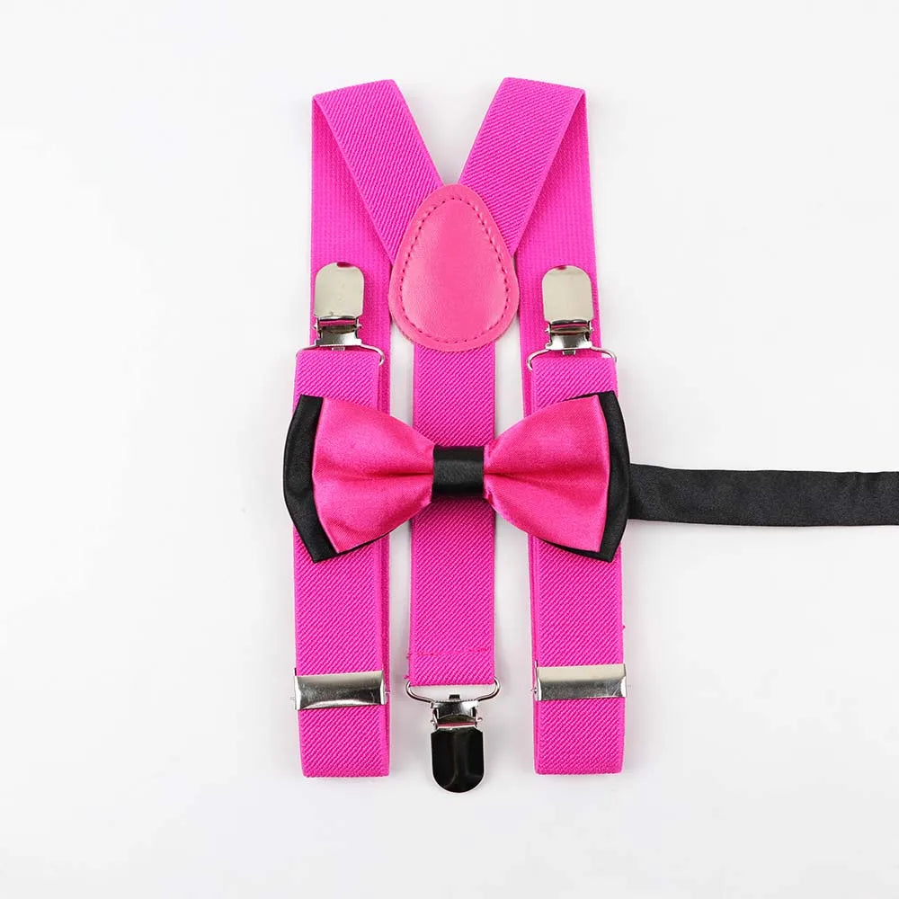 Polyester Y-Back Braces Two Colors Bow Tie Adjustable Elastic Kids