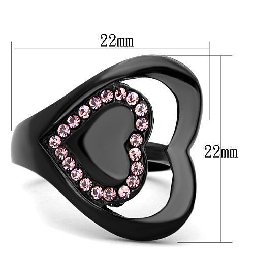 Stainless Steel Ring With Top Grade Crystal in Light Rose