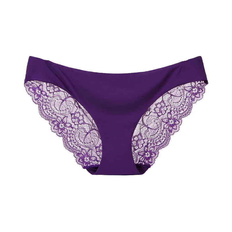 Women's Sexy Lace Panties Seamless Cotton Crotch Low-Rise Underpants Brief