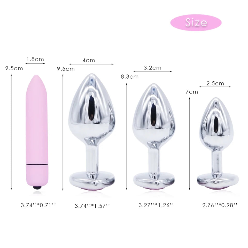 Vagina Balls Anal Beads Crystal Jewelry Heart Stainless Steel Butt Plug