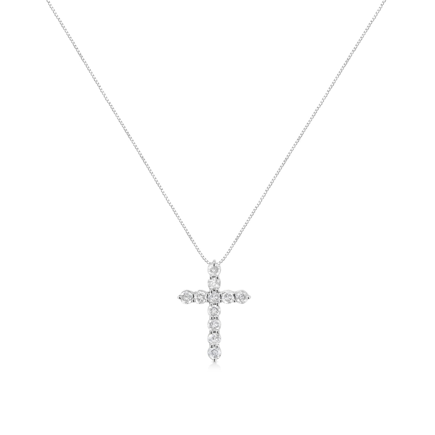 Set Round-Cut Diamond Cross 18" Pendant Necklace (I-J Color, I2-I3 Clarity)