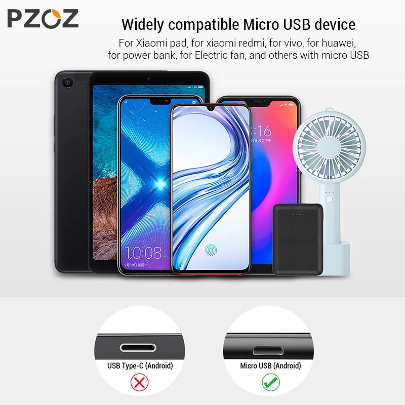 PZOZ Micro USB Cable Fast Charging Data Cord for Sumsung S7 Xiaomi Redmi Note