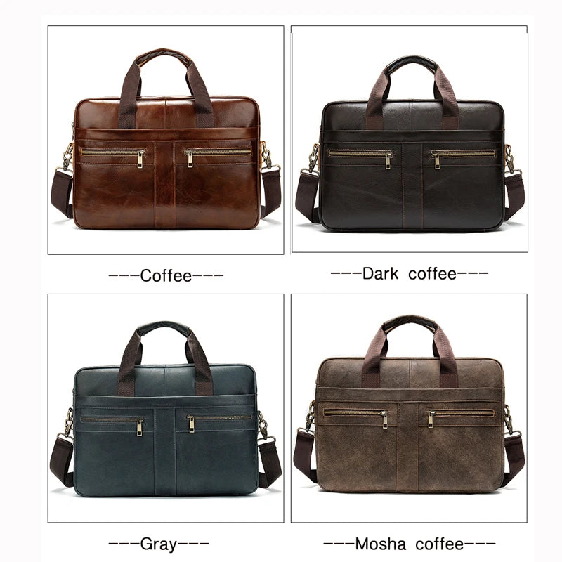 WETSTAL Men's Leather Bag for 14 Laptop Bag Computer Mens Briefacase