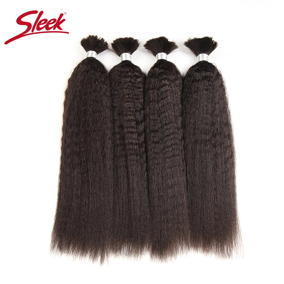 Sleek Remy Brazilian Yaki Straight Human Hair Weave Bundles Hair for Braiding