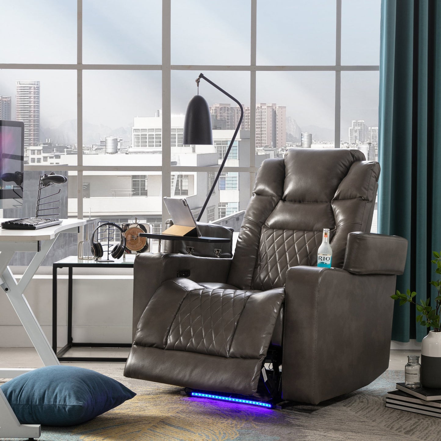 Power Motion Recliner With USB Charging Port and Hidden Arm Storage