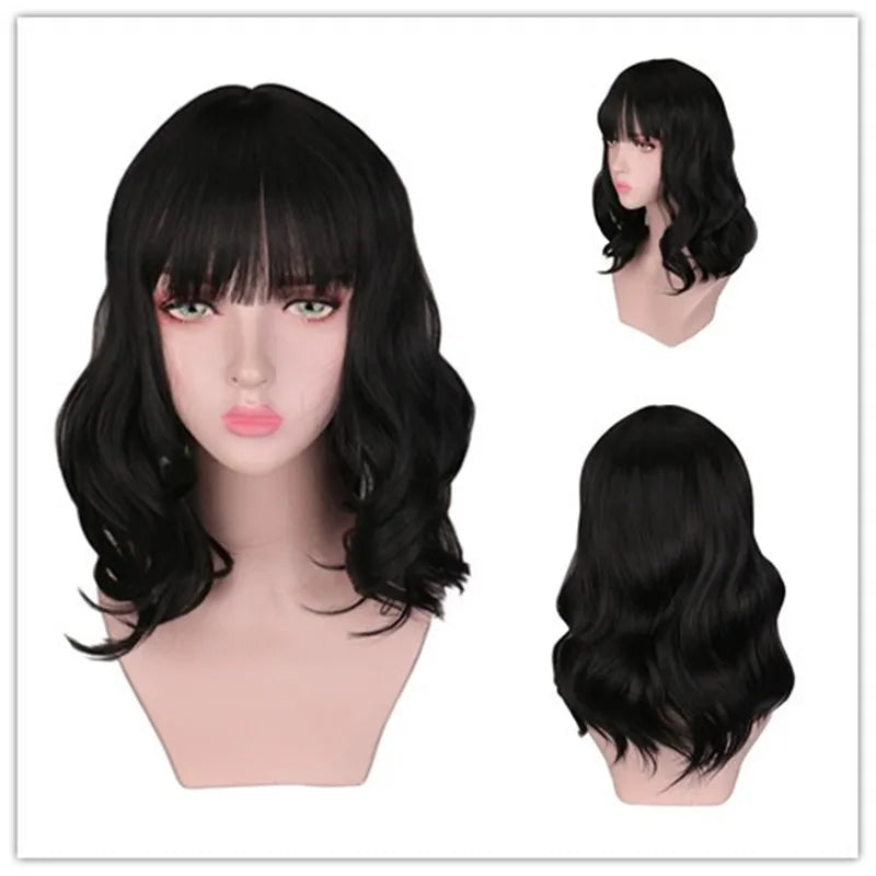 Short Curly Wigs Women Natural Black Heat Resistant Synthetic Hair Wig