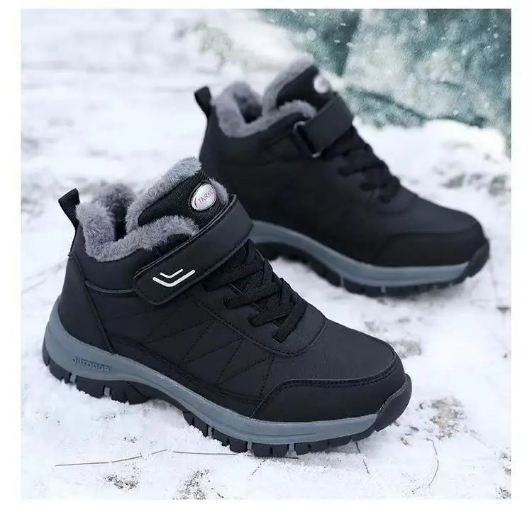 PU Leather Upper Fleece Lining Outdoor Water Resistant Men Warm Snow Boots