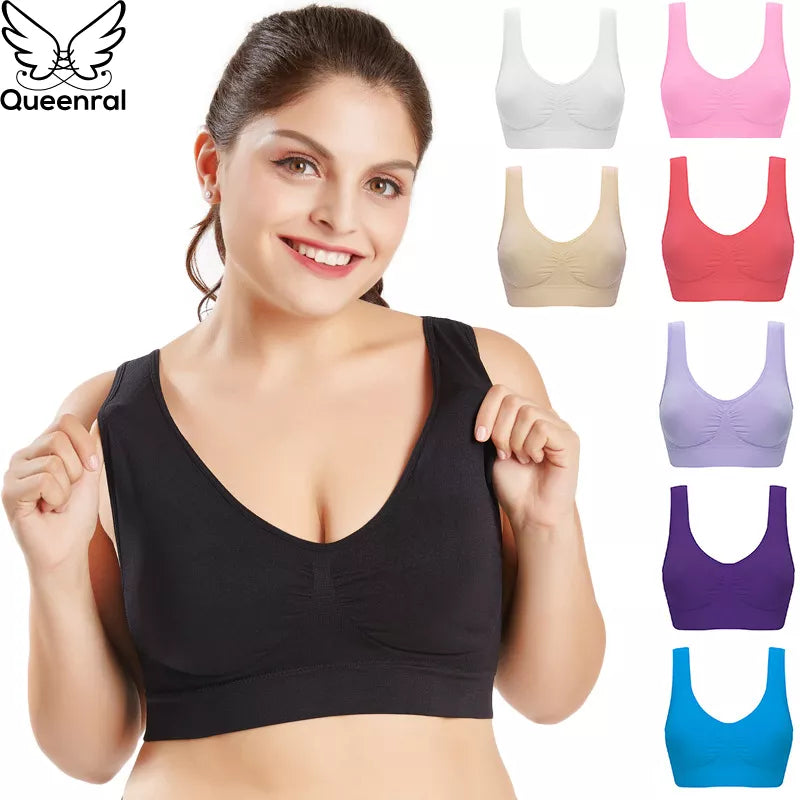 Queenral Plus Size Bras for Women Seamless Bra With Pads