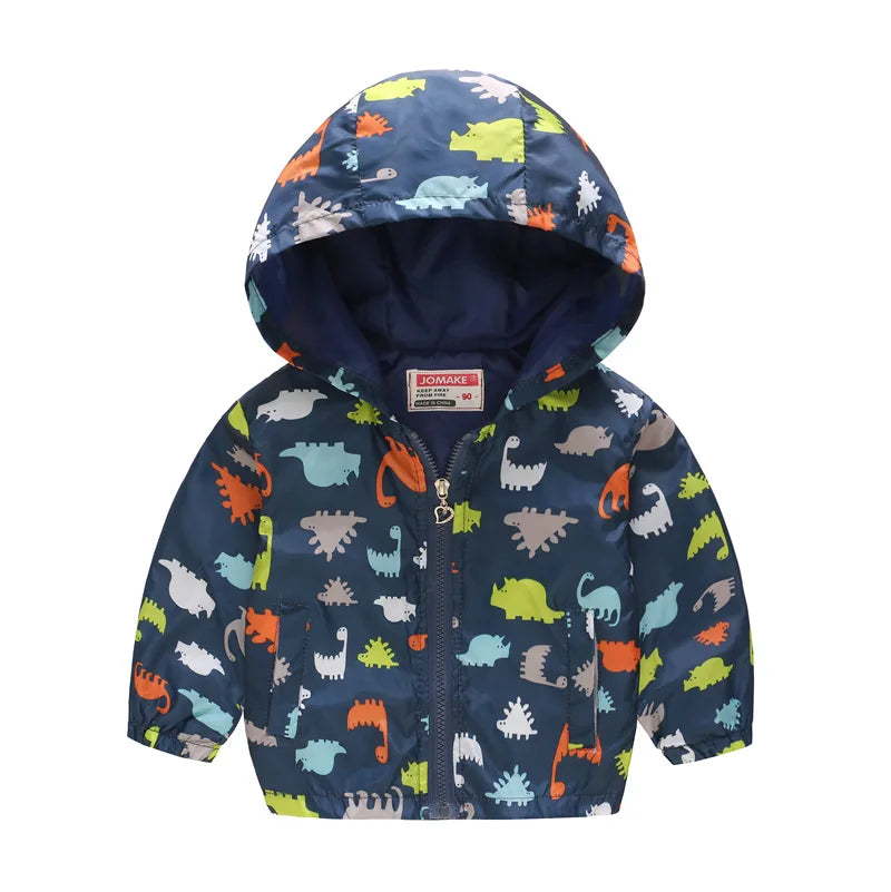 Spring Windbreaker for Girls Boy Dinosaur Childrens' Jacket 2 to 8 Years