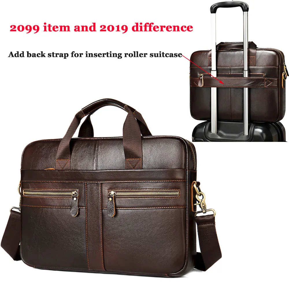 WETSTAL Men's Leather Bag for 14 Laptop Bag Computer Mens Briefacase