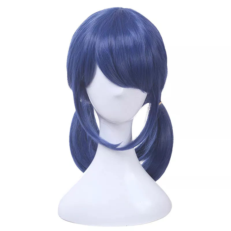 Synthetic Hair Marinette Cosplay Wig Dark Blue Double Ponytails