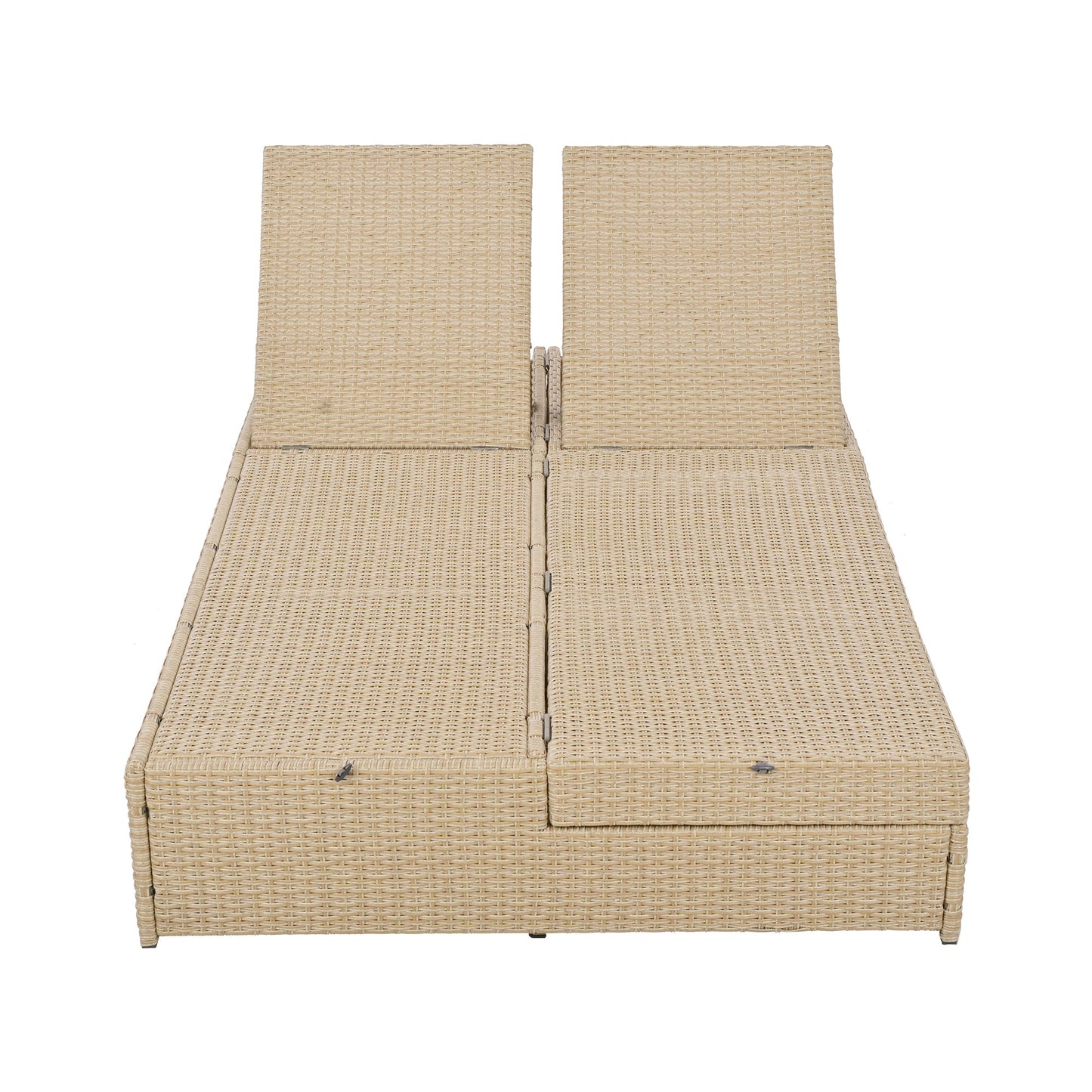 Outdoor Double Sunbed, Wicker Rattan Patio Reclining Chairs