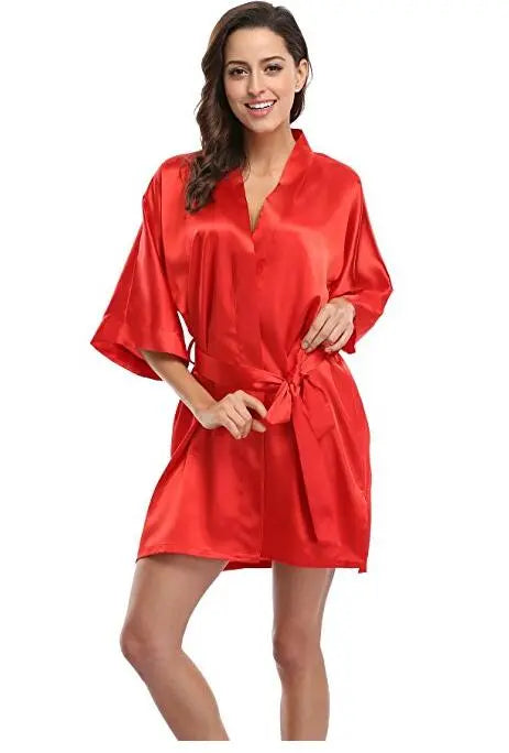 Sexy Large Size Sexy Satin Night Robe Lace Bathrobe Wedding Bride Robes