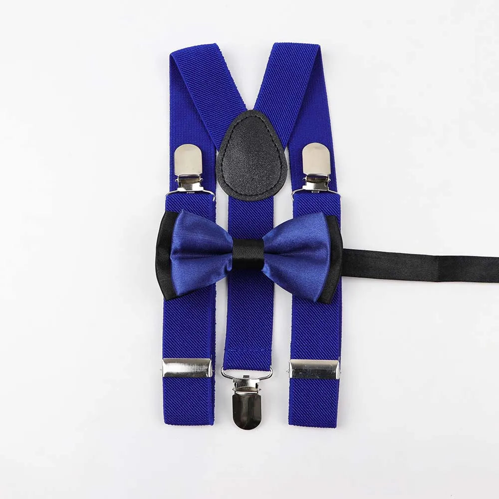 Polyester Y-Back Braces Two Colors Bow Tie Adjustable Elastic Kids