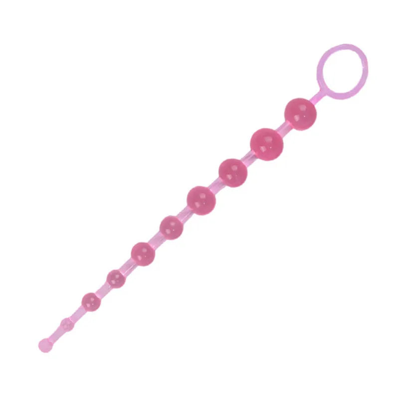 Soft Rubber Anal Plug Beads Long Orgasm Vagina Clit Pull Ring Ball Butt  Toys