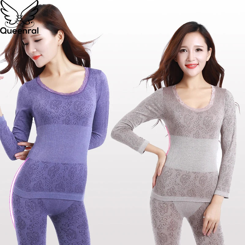 Queenral Thermal Underwear Women Long Johns for Women Winter Thermal Underwear