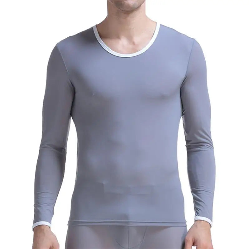 Men's Undershirt Thermal Super Thin Men Ice Silk Underwear Sheer T Shirts