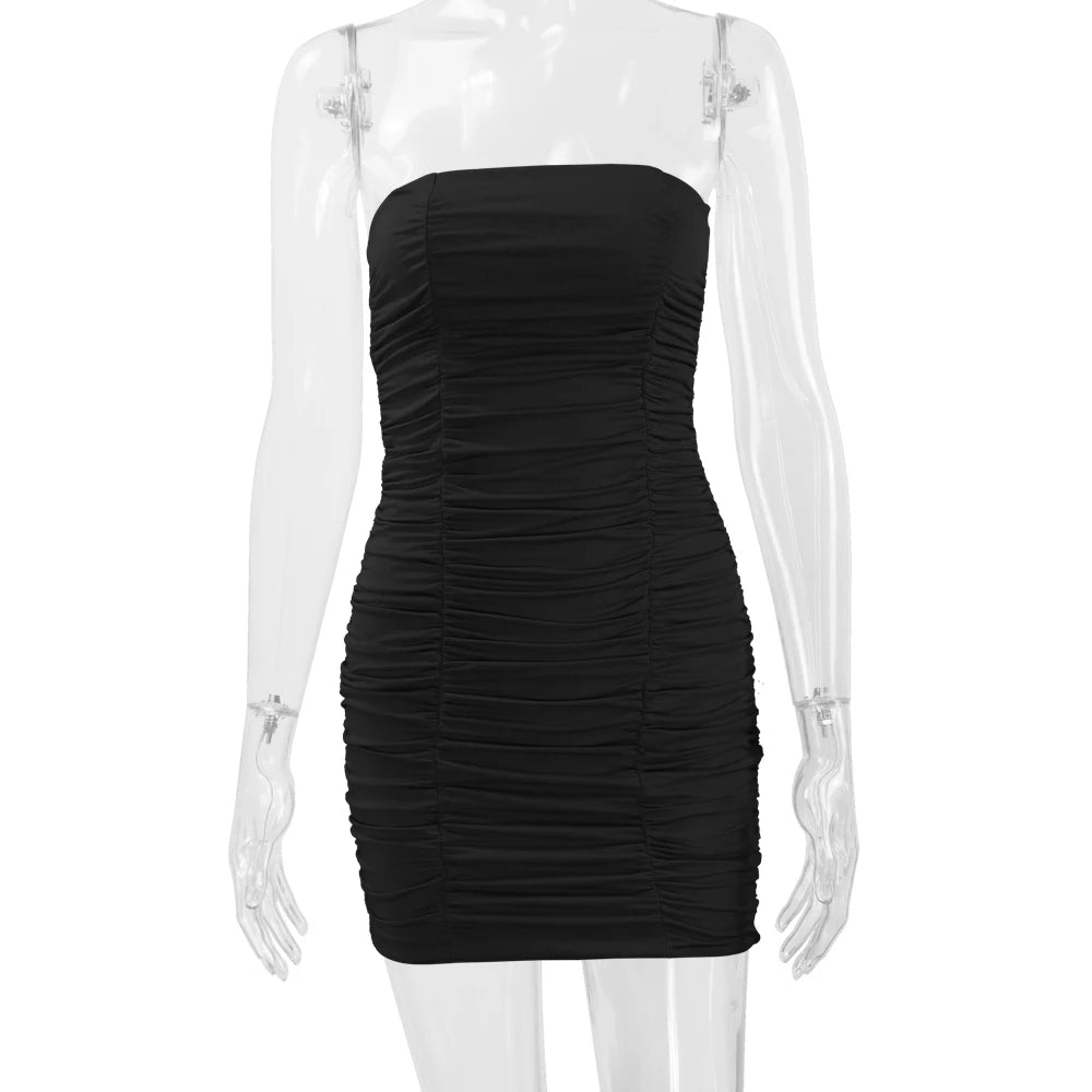 Women's Dresses Solid Ruched Tube Dress for Women ALIE-077