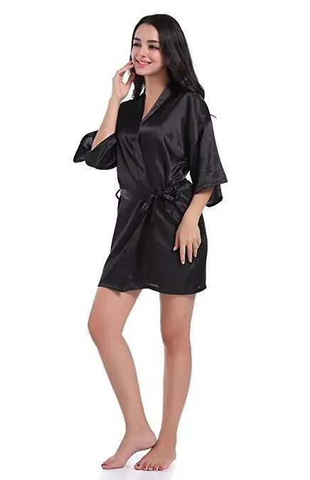 Sexy Large Size Sexy Satin Night Robe Lace Bathrobe Wedding Bride Robes