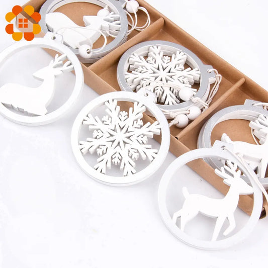 Wooden Christmas Pendants Decorations Ornaments Festival Party Decor