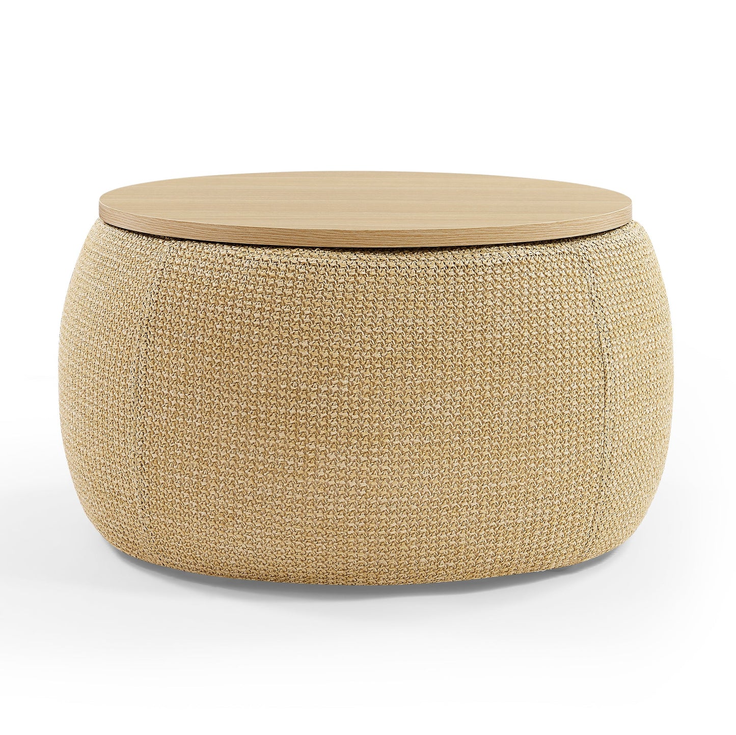 Round Storage Ottoman, Work as End Table and Ottoman