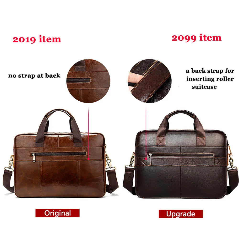 WETSTAL Men's Leather Bag for 14 Laptop Bag Computer Mens Briefacase