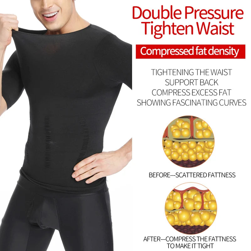 Mens Slimming Body Shaper Chest Compression Shirts waist Trainer Corset