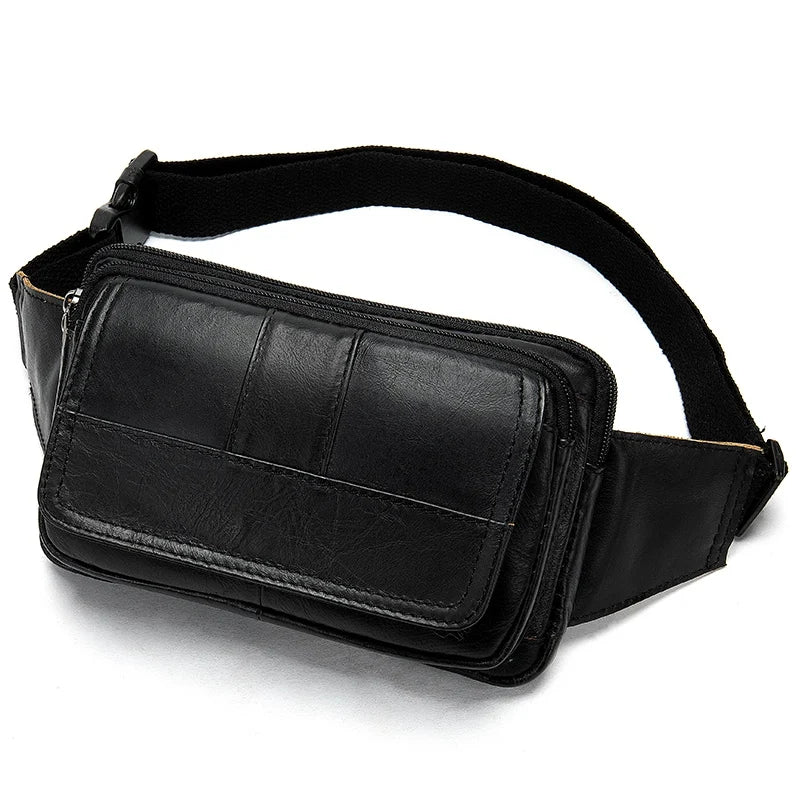 Men's Waist Bag Leather Male Fanny Pack Men's Belt Bag