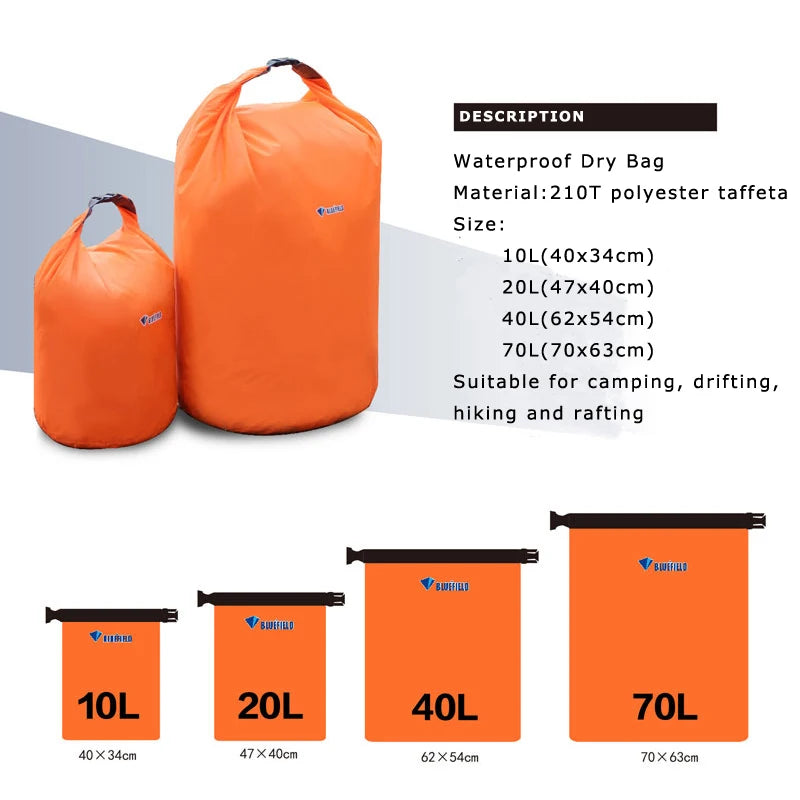 Waterproof Dry Bag Pack Sack Swimming Rafting Boating Water Resistance