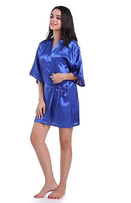 Sexy Large Size Sexy Satin Night Robe Lace Bathrobe Wedding Bride Robes