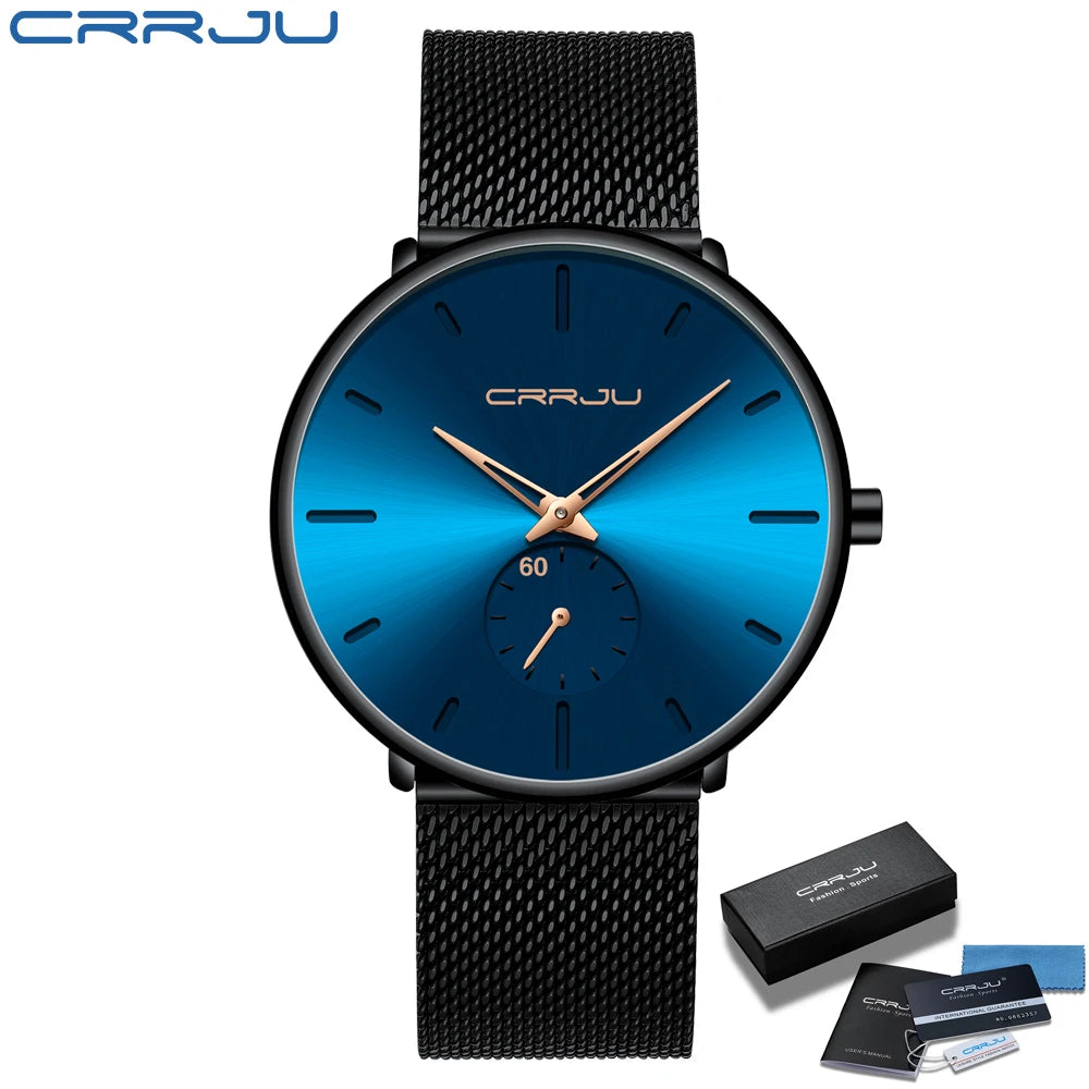 Mens Watches Quartz Watch Men Casual Slim Mesh Steel Waterproof Sport Watch