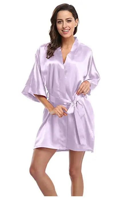 Sexy Large Size Sexy Satin Night Robe Lace Bathrobe Wedding Bride Robes