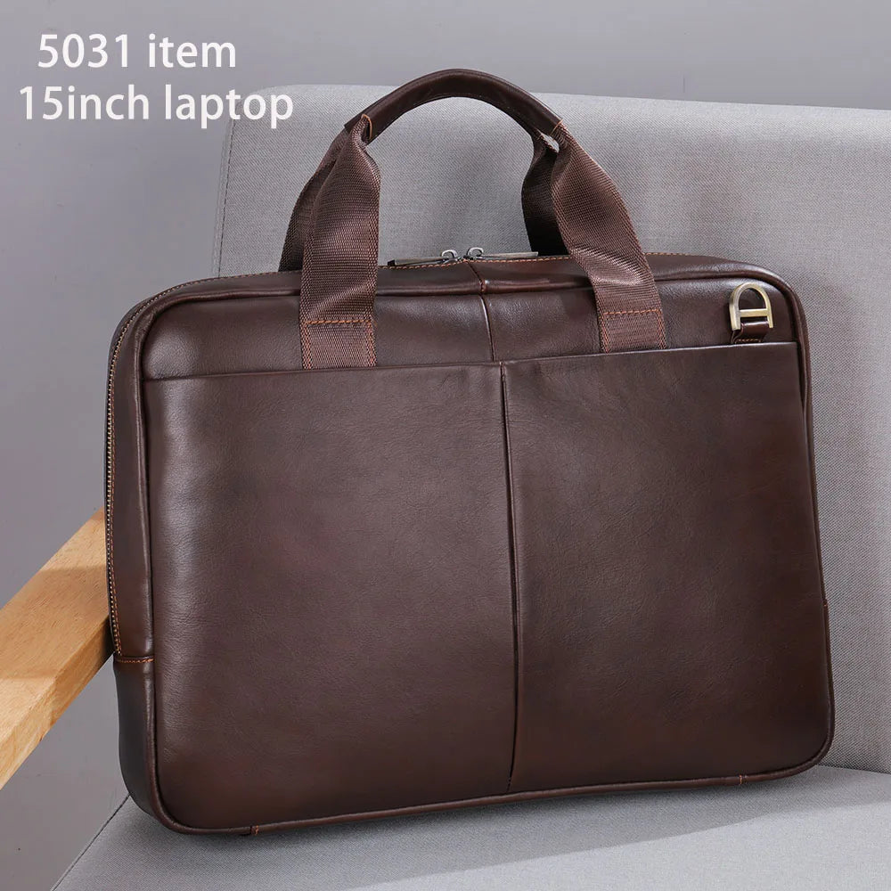 WETSTAL Men's Leather Bag for 14 Laptop Bag Computer Mens Briefacase