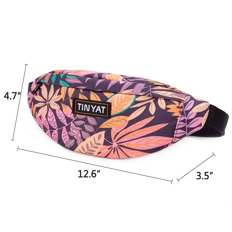 Print Leaf Travel Waist Bag for Men and Women Fashion Casual Shoulder Bag