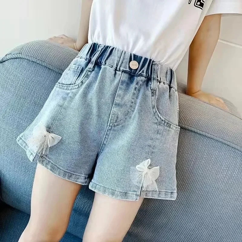 V-Tree Girls Denim Shorts Teenage Girl Summer Lace Pants