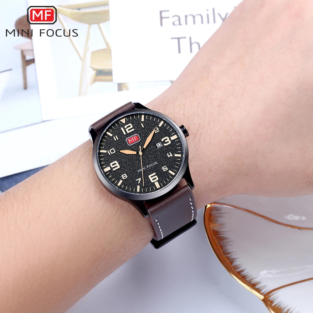 Quartz Wrist Watch Men Waterproof Brown Leather Strap Watches Relogio Masculino