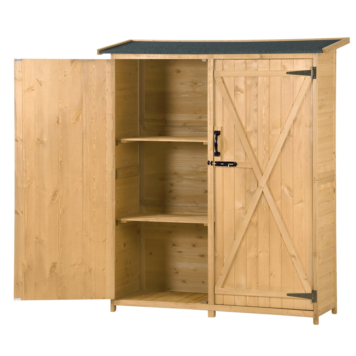 Outdoor 5.3ft Hx4.6ft L Wood Storage Shed Tool Organizer,Garden Shed