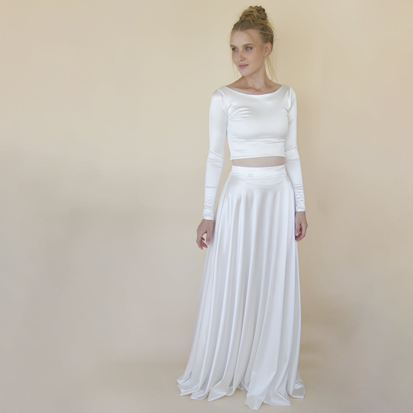 Wedding Dress Separates, Two Piece Wedding Outfit, Silky Wedding Top & Skirt