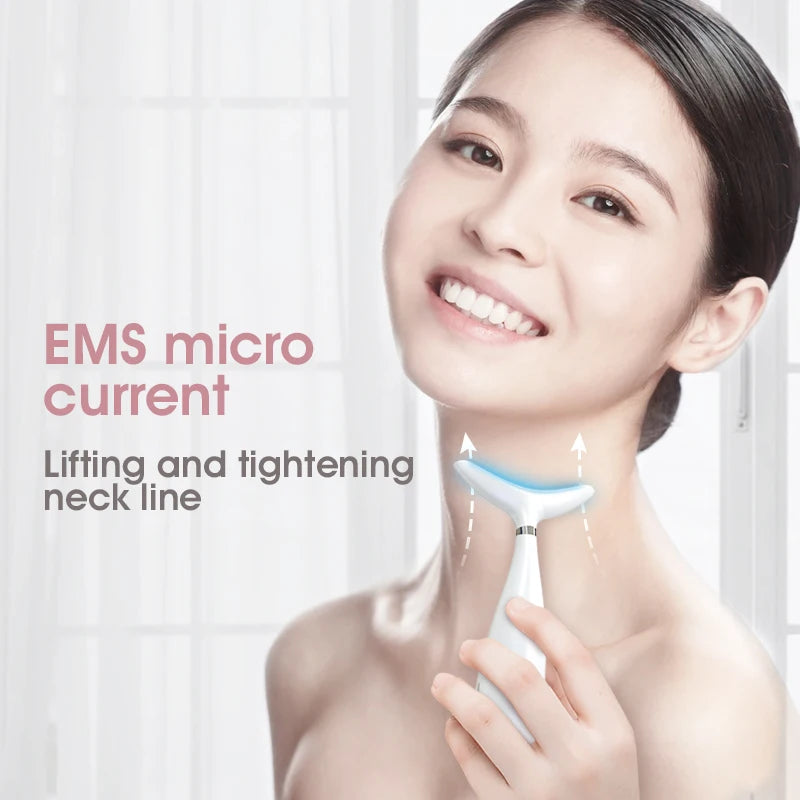 Neck Lifting 3 Led Color Ems Neck Massager Electric Face Massager