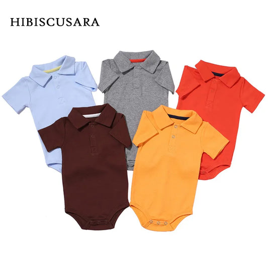 Summer unisex Rompers Turn-Down Collar Infant Newborn Cotton Clothes Jumpsuit