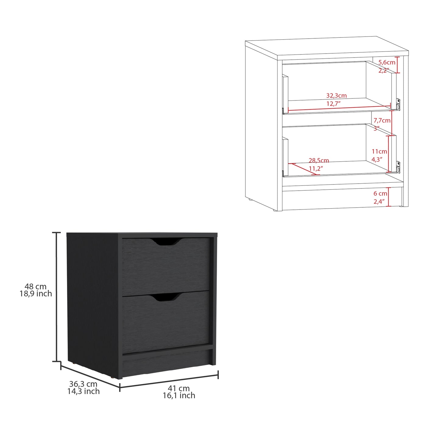 Stockley 3 Piece Bedroom Set, Black