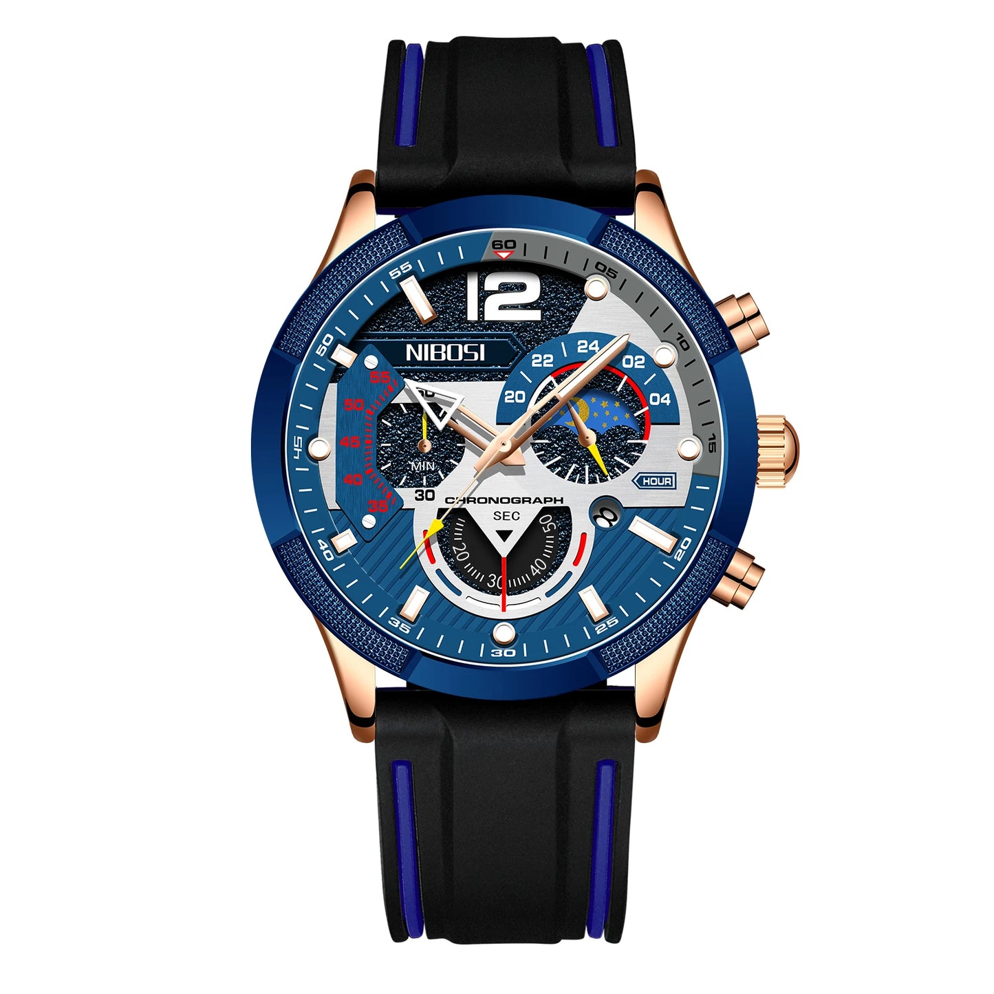 NIBOSI 2397 Men Sport Silicone Band Watches Quartz Brand Watch