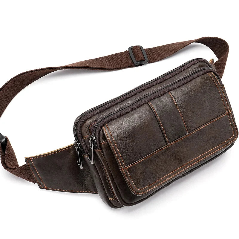 Men's Waist Bag Leather Male Fanny Pack Men's Belt Bag