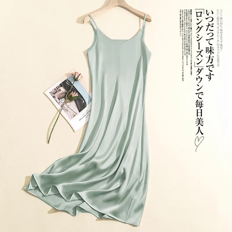 Summer Chic Elegant Dresses for Women Adjustable Strap Satin  dresses