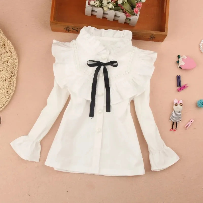 Spring Fall Cotton Ruffles Blouses Sleeve Tops Baby Clothes