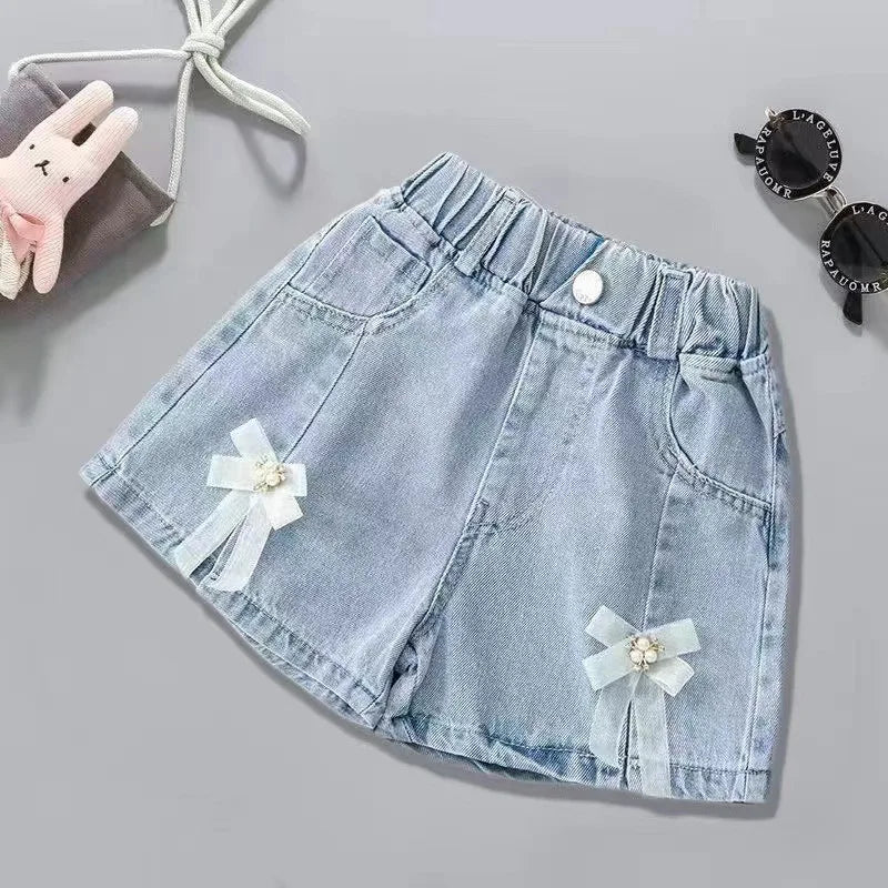 V-Tree Girls Denim Shorts Teenage Girl Summer Lace Pants